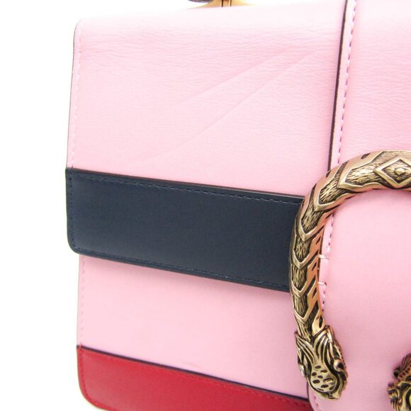 GUCCI Pink Leather Bamboo Shoulder Bag - Picture 7 of 16